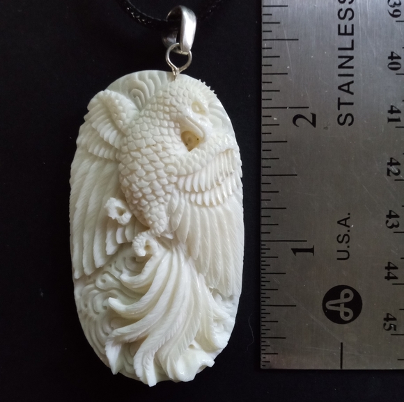 Large Hand Carved Phoenix Pendant - Picture 3 of 5